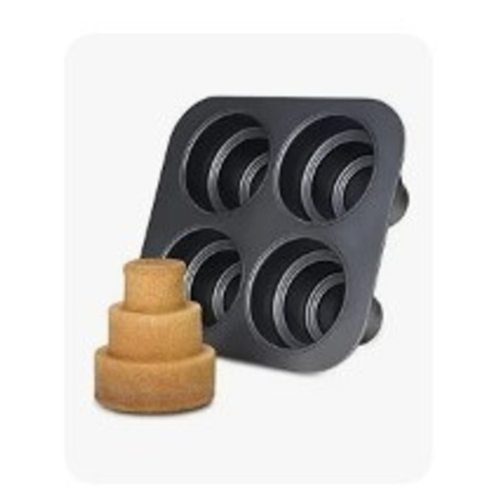 Chicago Metallic Tiered Cake Pan Gray Non-Stick 4 Cavity Mini Cake Pan